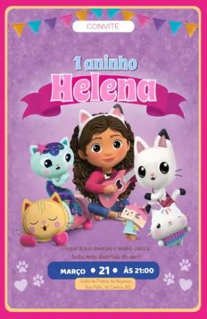 Convite de Aniversário A Casa Mágica da Gabby Editável