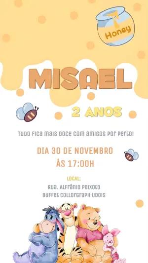 Convite de Aniversário Ursinho Pooh Fofo para Editar Online