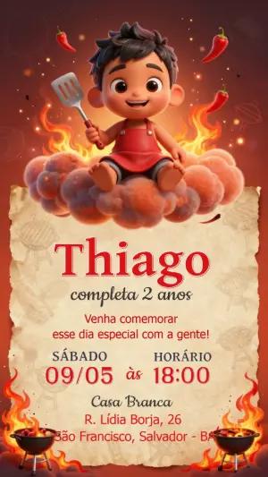 Convite de Aniversário Churrasco Infantil Modelo Editável