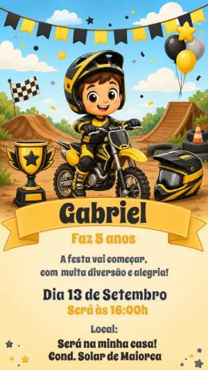 Convite de Aniversário Motocross Radical para Editar Online