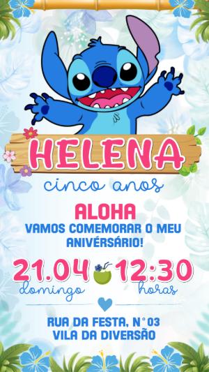 Convite de Aniversário Stitch Tropical para Editar Online