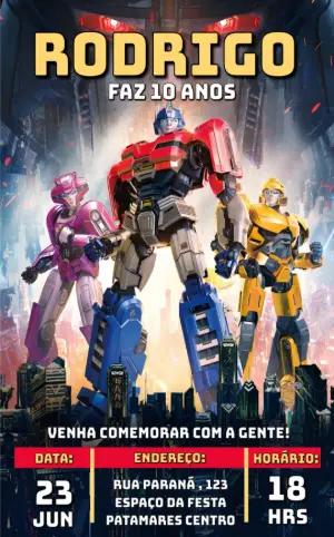 Convite Aniversário Transformers Optimus Prime para Editar Online
