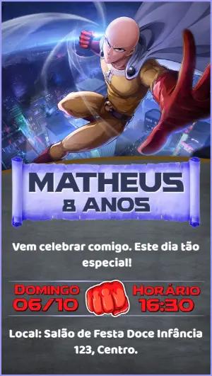 Convite de Aniversário One Punch-Man para Editar Online