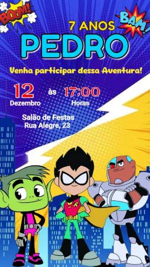 Convite Aniversário Jovens Titãs para Editar Online