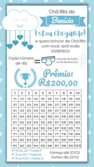 Convite Chá Rifa Chuva de Amor Menino para Editar Online