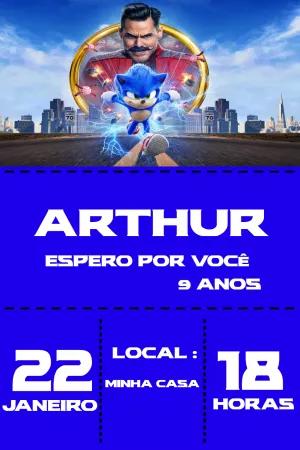 Convite de Aniversário Sonic Editável Online para Imprimir
