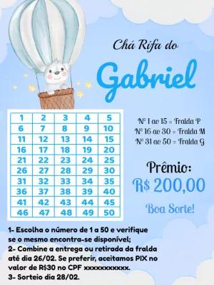 Chá Rifa Menino Ursinho Baloeiro: Convite Editável Online