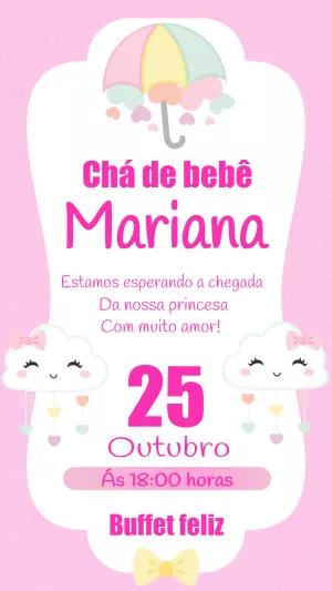 Convite Chá de Bebê Chuva de Bençãos para Editar Online