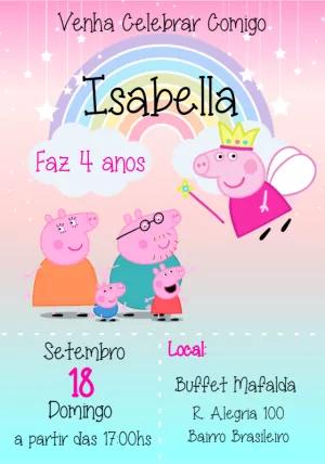 Convite de Aniversário Peppa Pig Fada para Editar Online