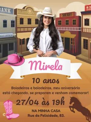 Convite de Aniversário Boiadeira Country para Editar Online