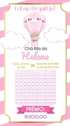 Convite Chá Rifa Ursinha Baloeira para Editar Online