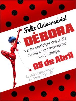 Convite de Aniversário Miraculous Ladybug para Editar Online