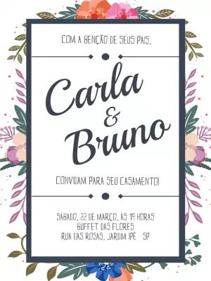 Convite de Casamento Floral Minimalista para Editar Online