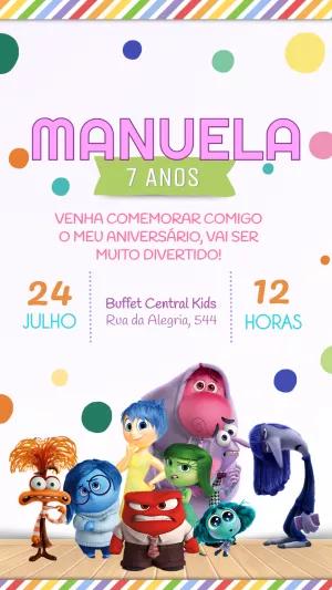 Convite de Aniversário Divertida Mente para Editar Online