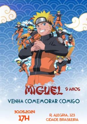 Convite de Aniversário Naruto com o Ninja para Editar Online