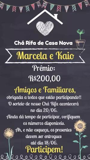 Convite Chá Rifa de Casa Nova Quadro Negro para Editar Online