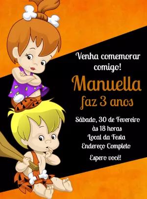 Convite Aniversário Pedrita e Bambam para Editar Online