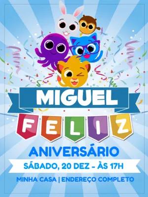 Convite Aniversário Bolofofos com Personagens para Editar Online