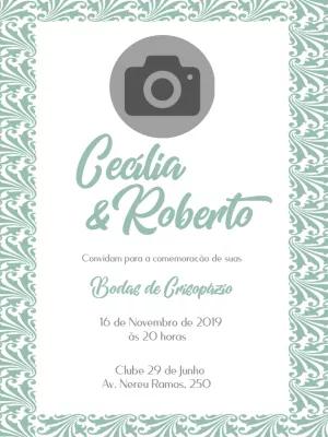 Convite Bodas de Crisopázio com Foto para Editar Online