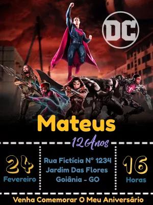 Convite Aniversário Liga da Justiça para Editar Online