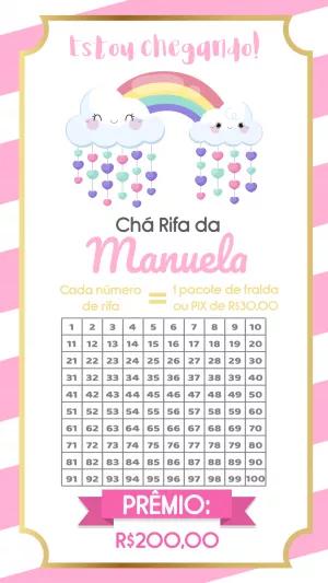Convite Chá Rifa Chuva de Amor com Nuvens para Editar Online