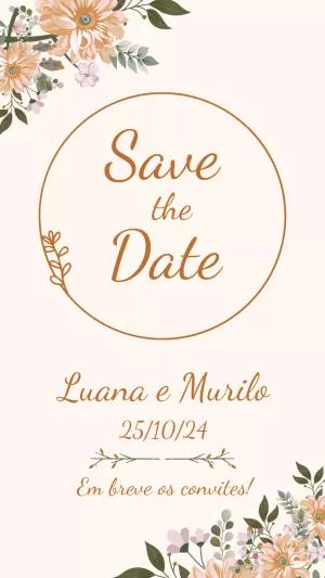 Save the Date Floral para Casamento para Editar Online