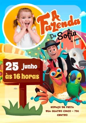 Convite Aniversário A Fazenda do Zenon com Foto para Editar