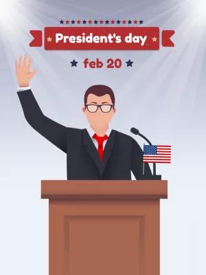 President's Day Post with Illustration to Edit Online