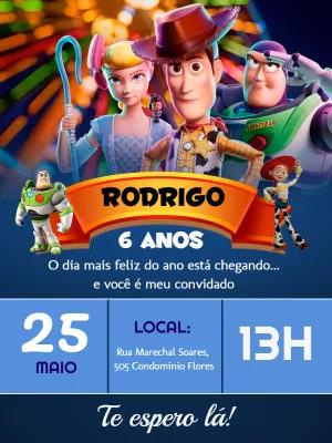 Convite de Aniversário Toy Story com Personagens para Editar