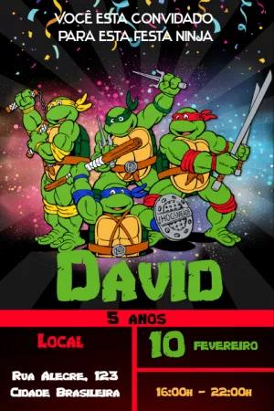 Convite de Aniversário Tartarugas Ninja para Editar Online