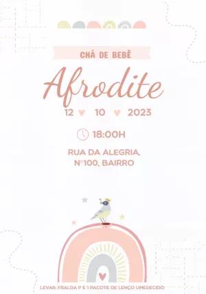 Convite Chá de Bebê Arco-íris e Passarinho para Editar Online