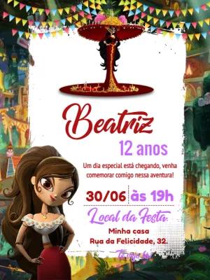 Convite Aniversário Festa no Céu com Personagens para Editar