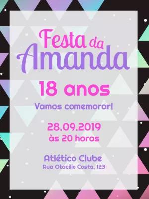 Convite Aniversário Feminino Geométrico para Editar Online
