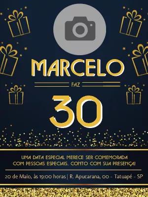 Convite de Aniversário Masculino com Foto para Editar Online