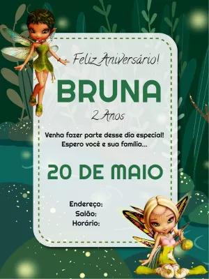 Convite de Aniversário Fada Encantada para Editar Online