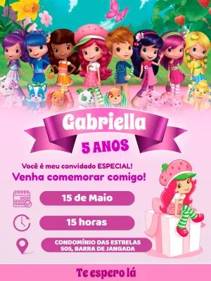 Convite de Aniversário Moranguinho e Turma para Editar Online