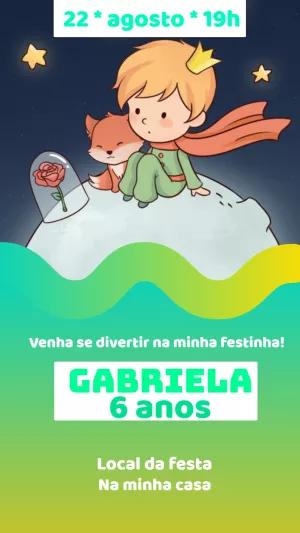 Convite de Aniversário O Pequeno Príncipe Editável Online