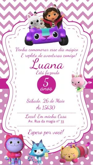 Convite Aniversário A Casa Mágica da Gabby para Editar Online