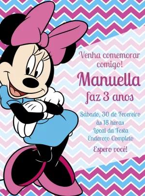 Convite de Aniversário Minnie Mouse Rosa para Editar Online
