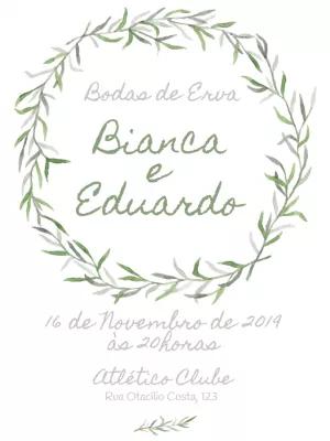 Convite Bodas de Erva com Folhagem Verde para Editar Online