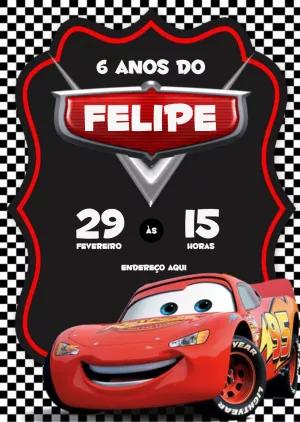 Convite Aniversário Carros para Editar Online