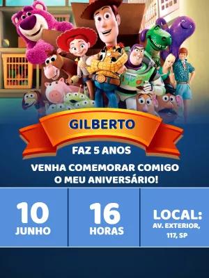 Convite Aniversário Toy Story com Personagens para Editar Online