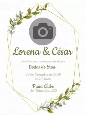 Convite Bodas de Erva com Foto para Editar Online