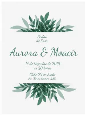 Convite Bodas de Erva com Folhagem Verde para Editar Online