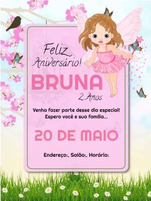 Convite de Aniversário de Fada para Editar Online