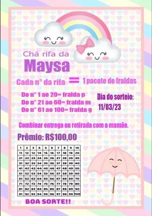 Convite Chá Rifa Chuva de Amor com Nuvens para Editar Online