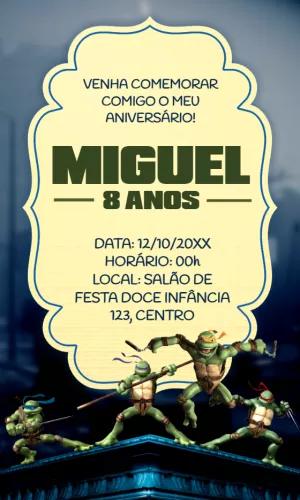 Convite de Aniversário Tartarugas Ninja para Editar Online