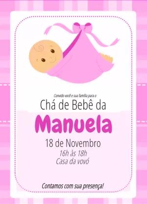 Convite Chá de Bebê Menina Bebê na Manta para Editar Online