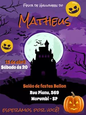 Convite de Aniversário Halloween Assustador para Editar Online