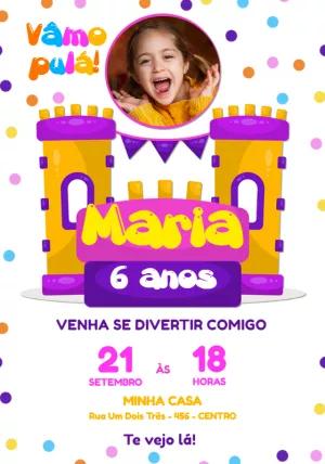 Convite Aniversário Brinquedo Inflável com Foto para Editar
